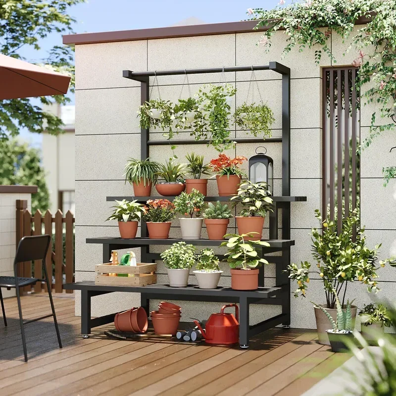 Outdoor Furniture Black - Prateleira de exposição em camadas, prateleira