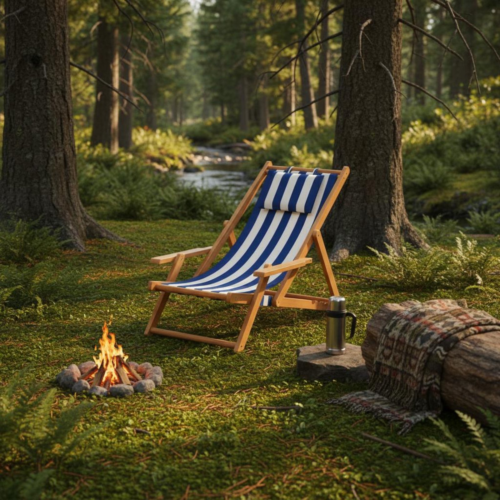 Deck Chair Lounger - Espreguiçadeira de Praia em Lona Dobrável