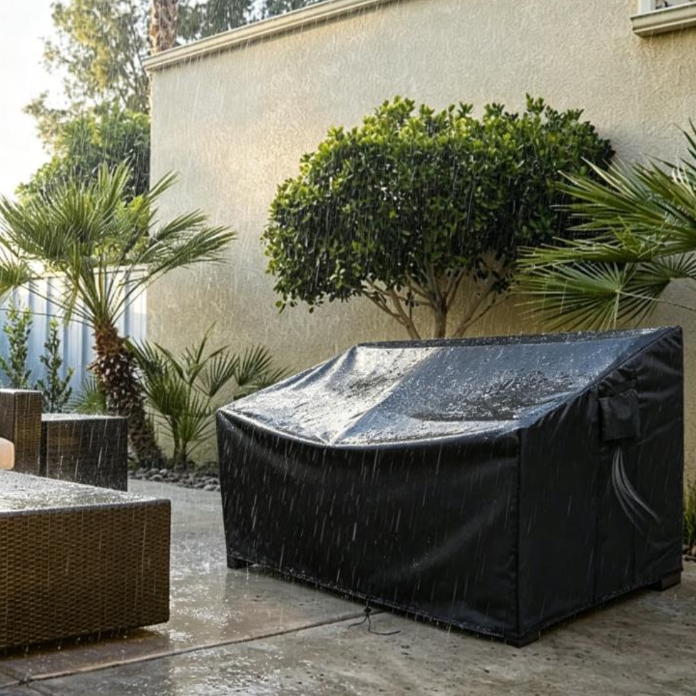 Outdoor Furniture Black - Capa para Sofá de Pátio Resistente,