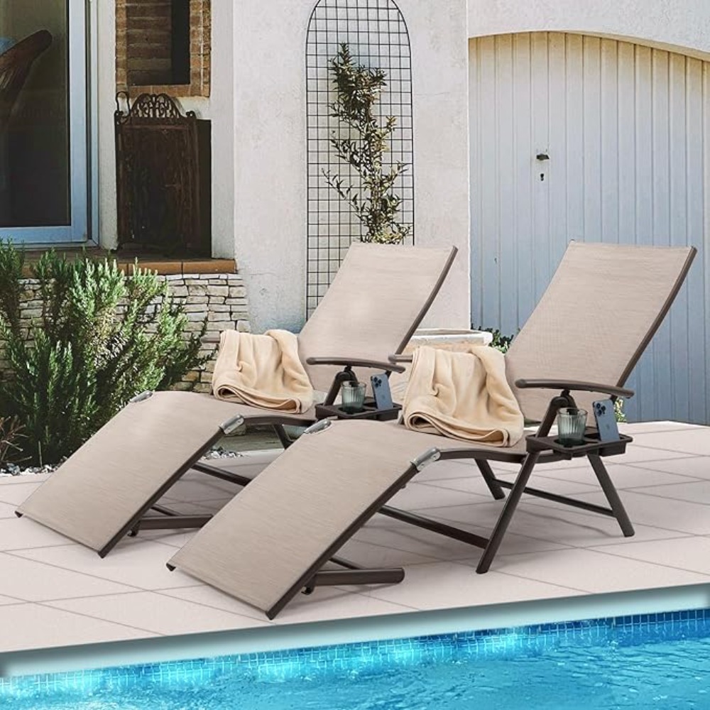 Deck Chair Lounger - Espreguiçadeira reclinável de alumínio, perfeita para