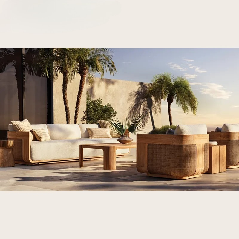 Outdoor Furniture Teak - Conjunto de sofá de teca ao