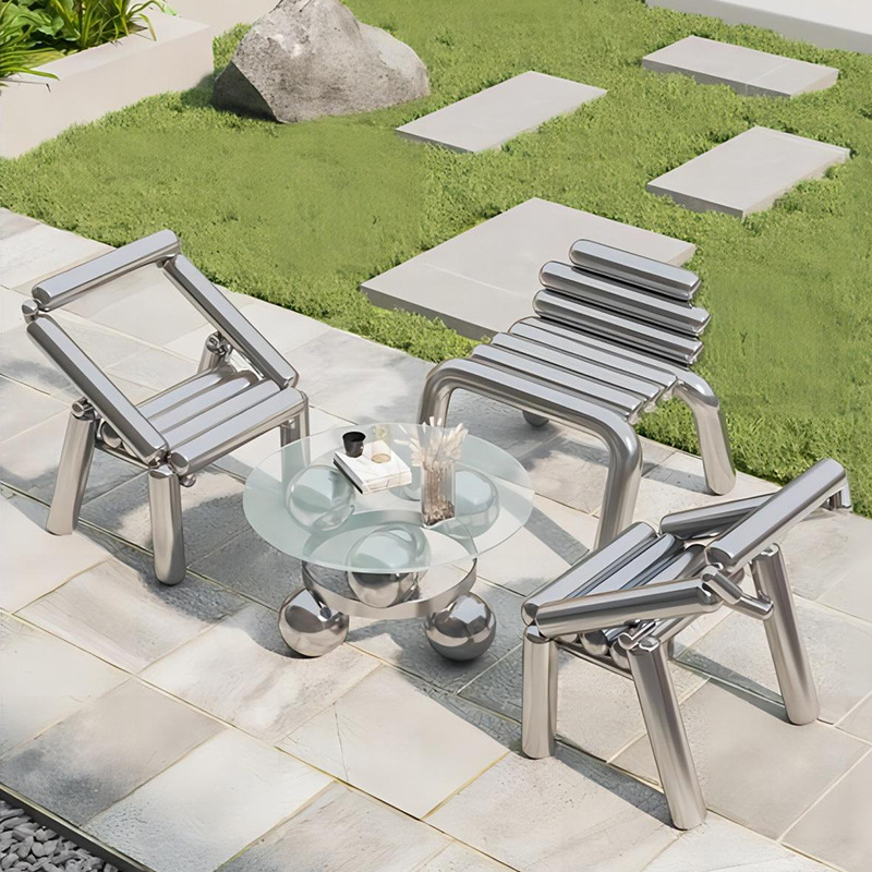 Outdoor Furniture Small - Cadeira de aço inoxidável, luxo leve,