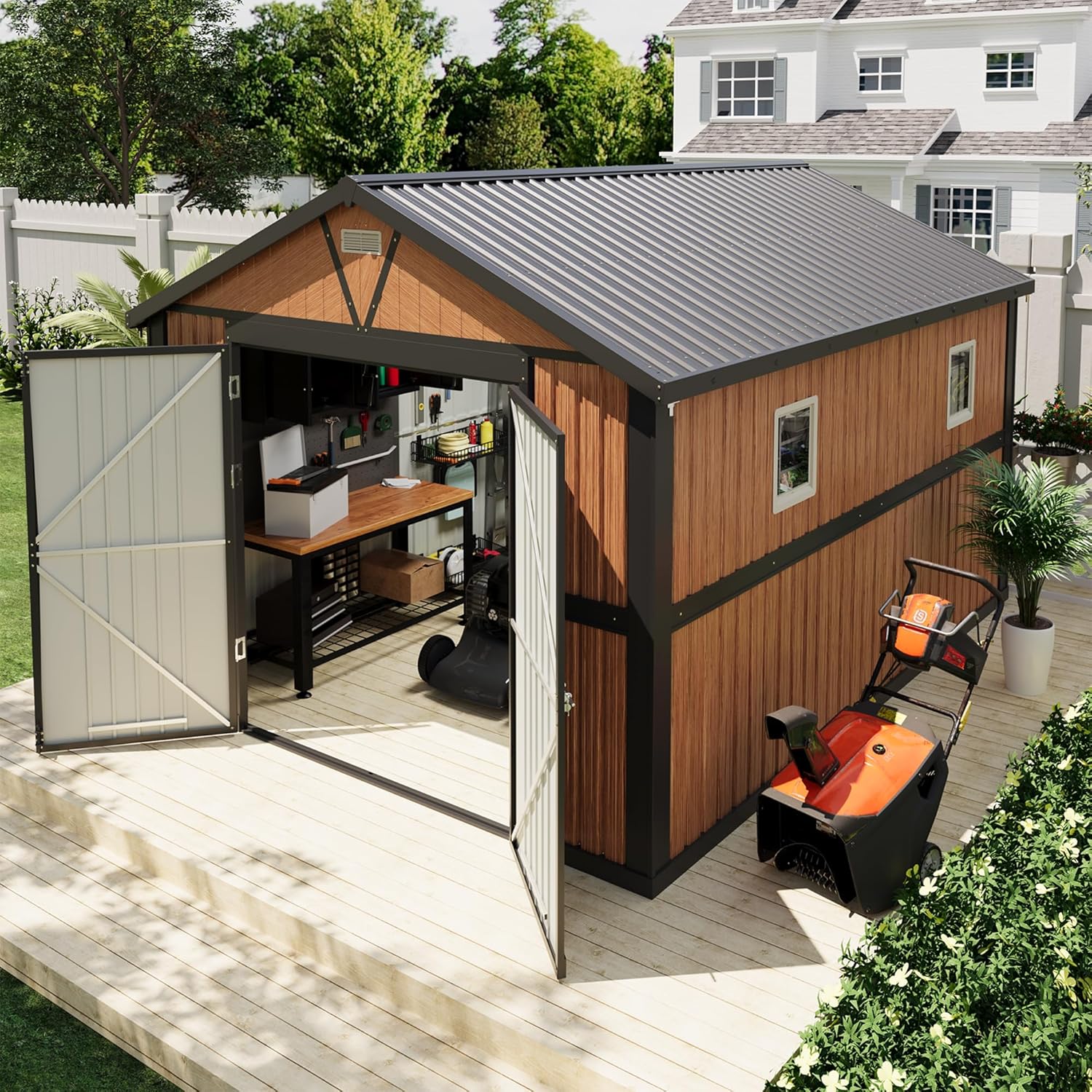 Outdoor Furniture Ideas - Galpão de Armazenamento Externo 10x12 FT,