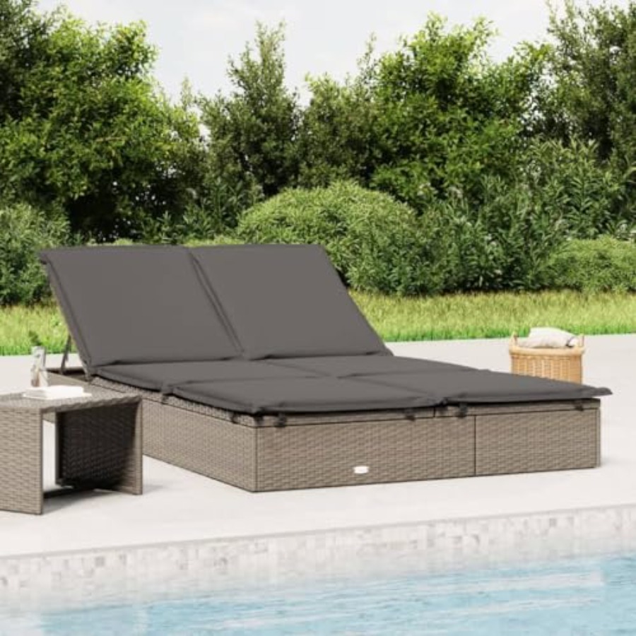 Deck Chair Lounger - Espreguiçadeira para 2 Pessoas com Almofadas,