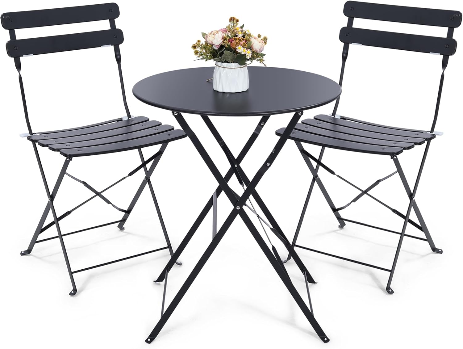 Outdoor Furniture Small - Conjunto de bistrô dobrável preto de