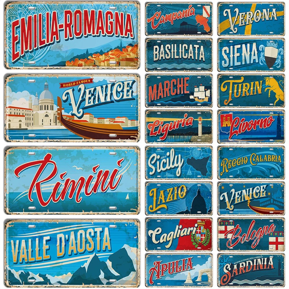Outdoor Furniture Italy - Placa de Metal Vintage Estilo Viagem