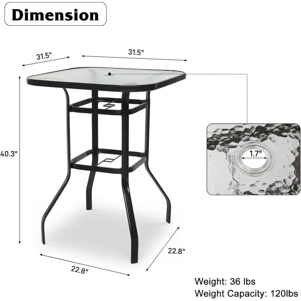 Mesa de Bar Externa de Metal P - Outdoor Furniture Black avaliação e preço